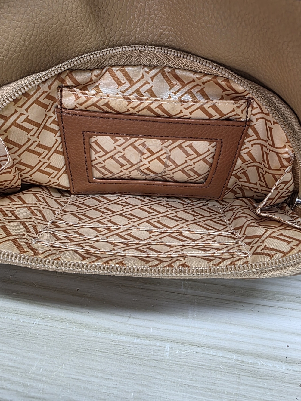 3/$15 Tignanello Tan and Cream Crossbody with Brown Strap - Picture 9 of 10